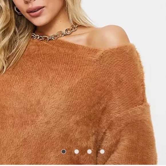 FREE PEOPLE Brown Glistening Sands Star Sign Fuzzy Pullover Sweater | Large - Picture 4 of 11